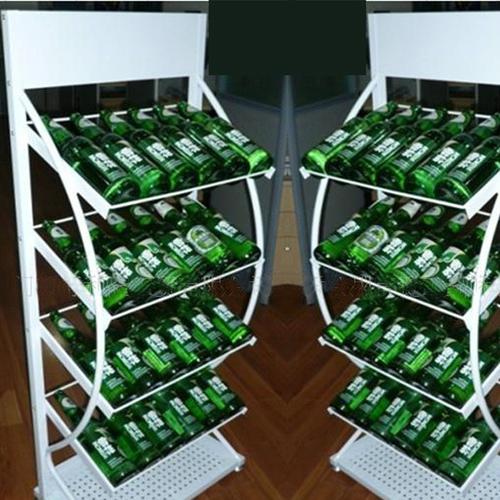 专业生产啤酒展示架 瓶装啤酒架 罐装啤酒饮料架 木质展示架 展柜图片